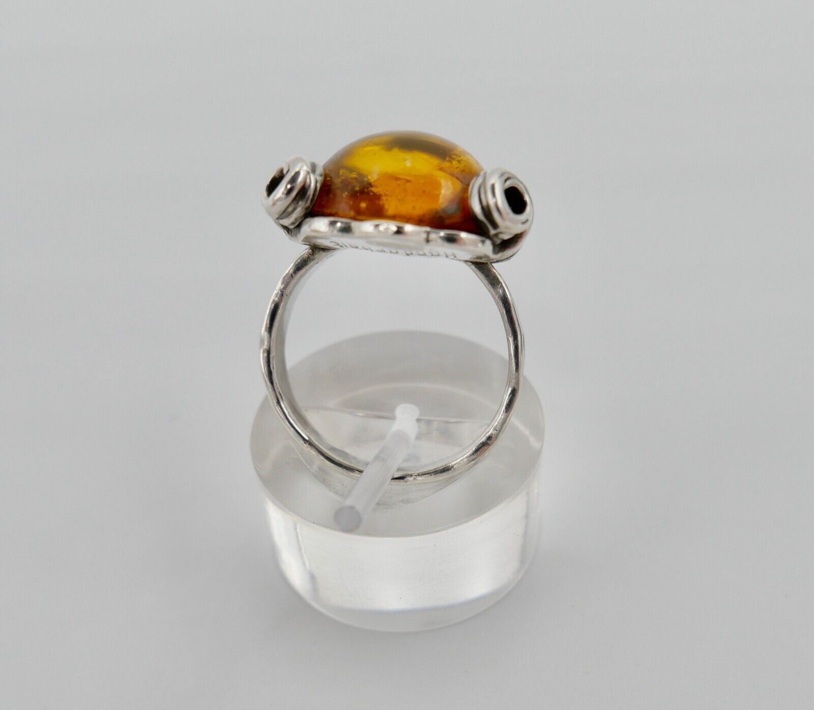 Bernstein Helmut KLEIST Handarbeit Designer Ring Gr. 56 Silber 835 - Antikhandel-Stuttgart