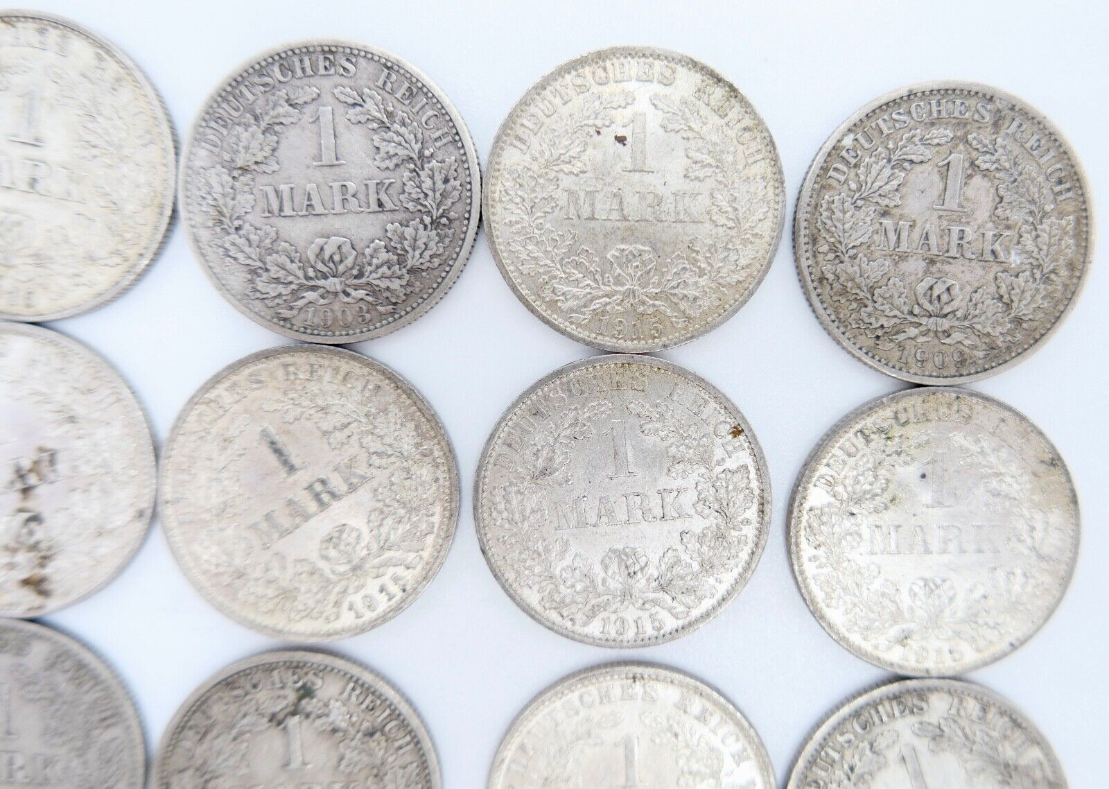 14x 1 Mark Kaiserreich 1903-1915 Jäger J.17 VZ-STG Vorzüglich - Stempelglanz - Antikhandel-Stuttgart