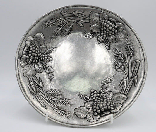 Zinn Teller Ø 25 cm 0,81 Kg Weinreben Trauben Getreide Wandteller Ritter 1766 OG - Antikhandel-Stuttgart