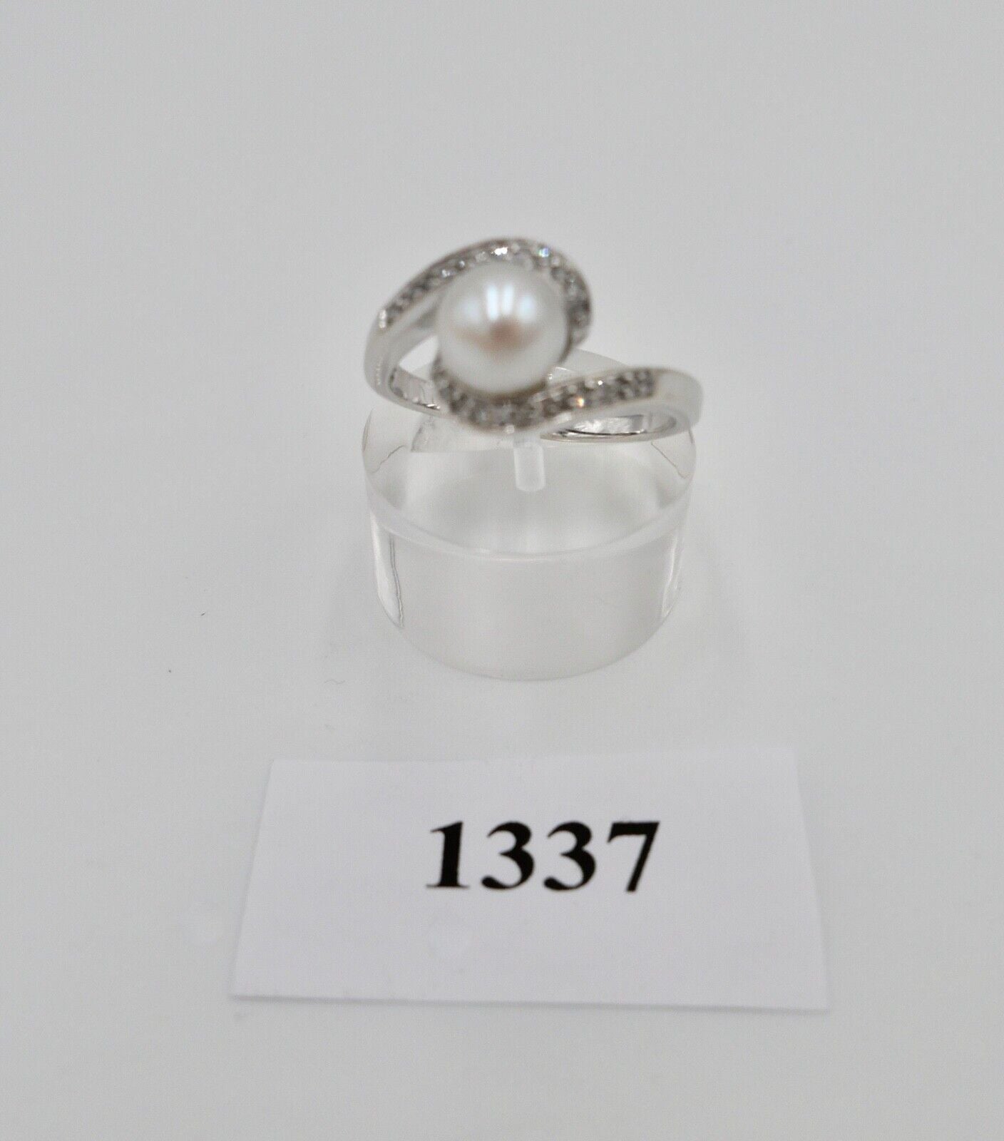 Diamant Perle Damen Weißgold Ring 585 14K Gr. 60 Ø 7,6mm - Antikhandel-Stuttgart
