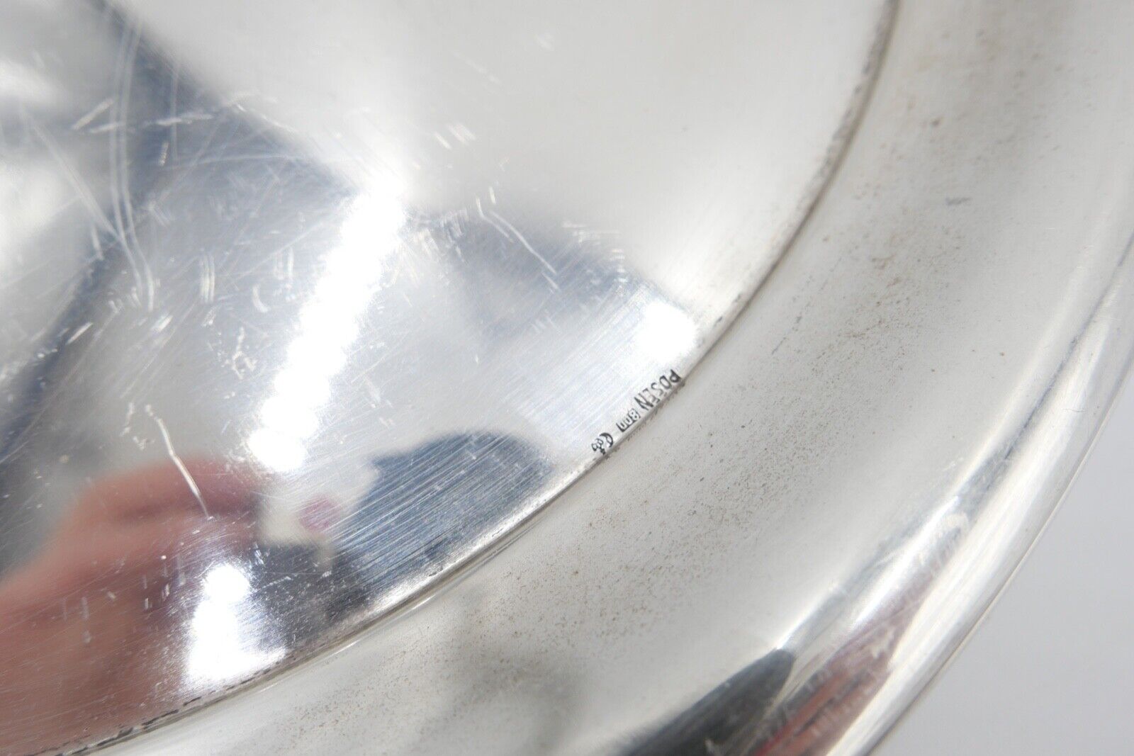 LAZARUS POSEN 800 Silber um 1900 Jugendstil Tablett Servierplatte Ø32cm Monogram - Antikhandel-Stuttgart