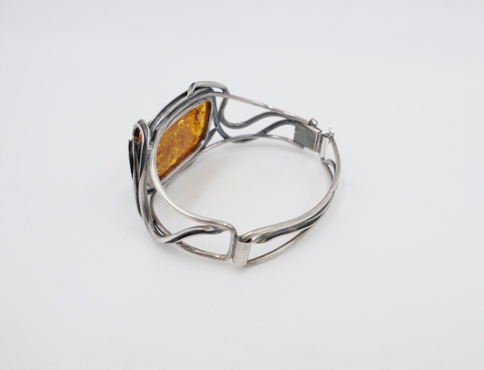 vintage Silber 925 Bernstein Armband Armreif Armspange Sterlingsilber - Antikhandel-Stuttgart