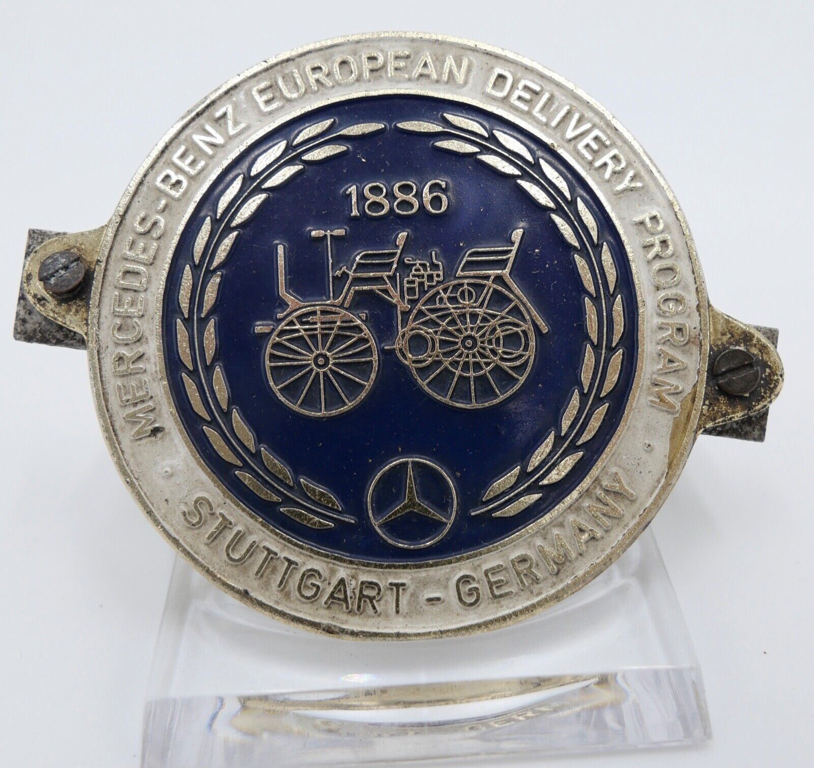 Autoplakette Mercedes-Benz European Delivery Program Stuttgart Germany Pforzheim - Antikhandel-Stuttgart