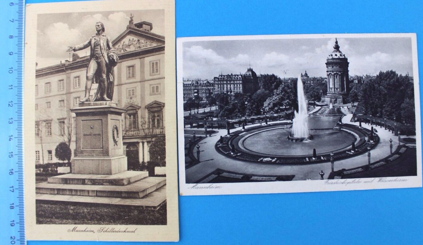 2 seltene alte Ansicht Postkarten MANNHEIM Lot postcards old German Wasserturm - Antikhandel-Stuttgart