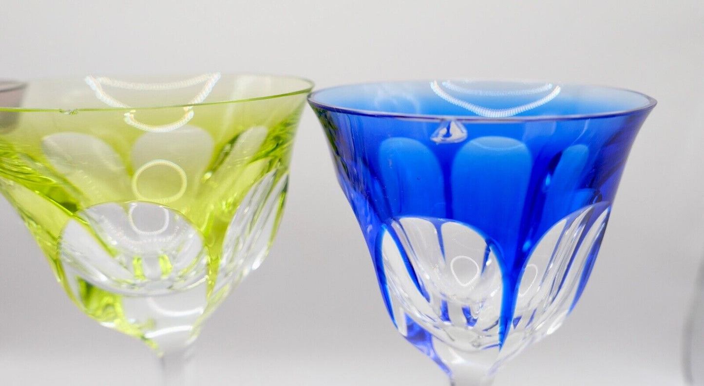 3x original bunte Bleikristall Weingläser " MOSER " LADY HAMILTON " 18,5 cm - Antikhandel-Stuttgart