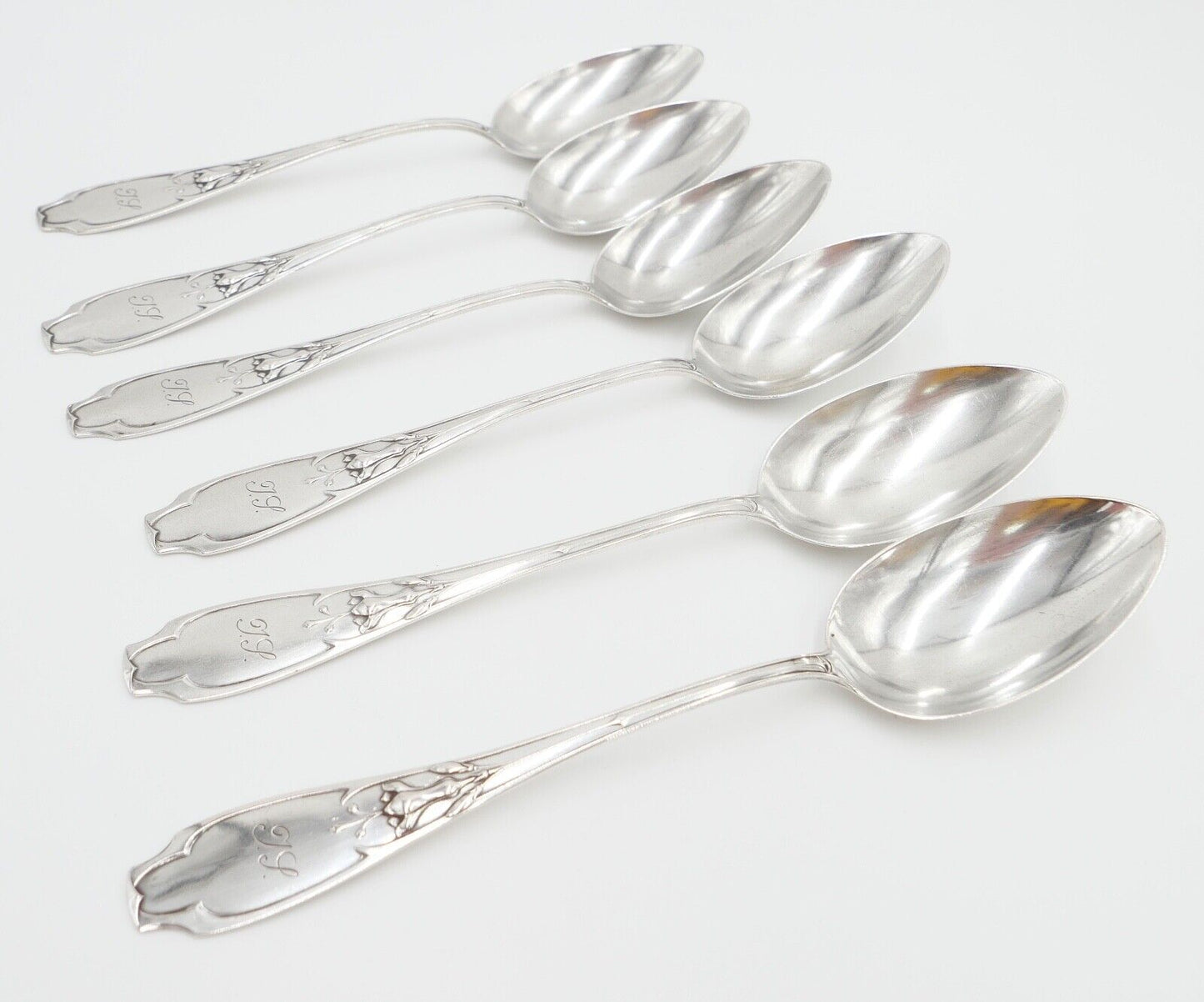 6x seltene antike Suppenlöffel LW Lutz & Weiss Monogramm JS 800 Silber 300,3 Gr - Antikhandel-Stuttgart