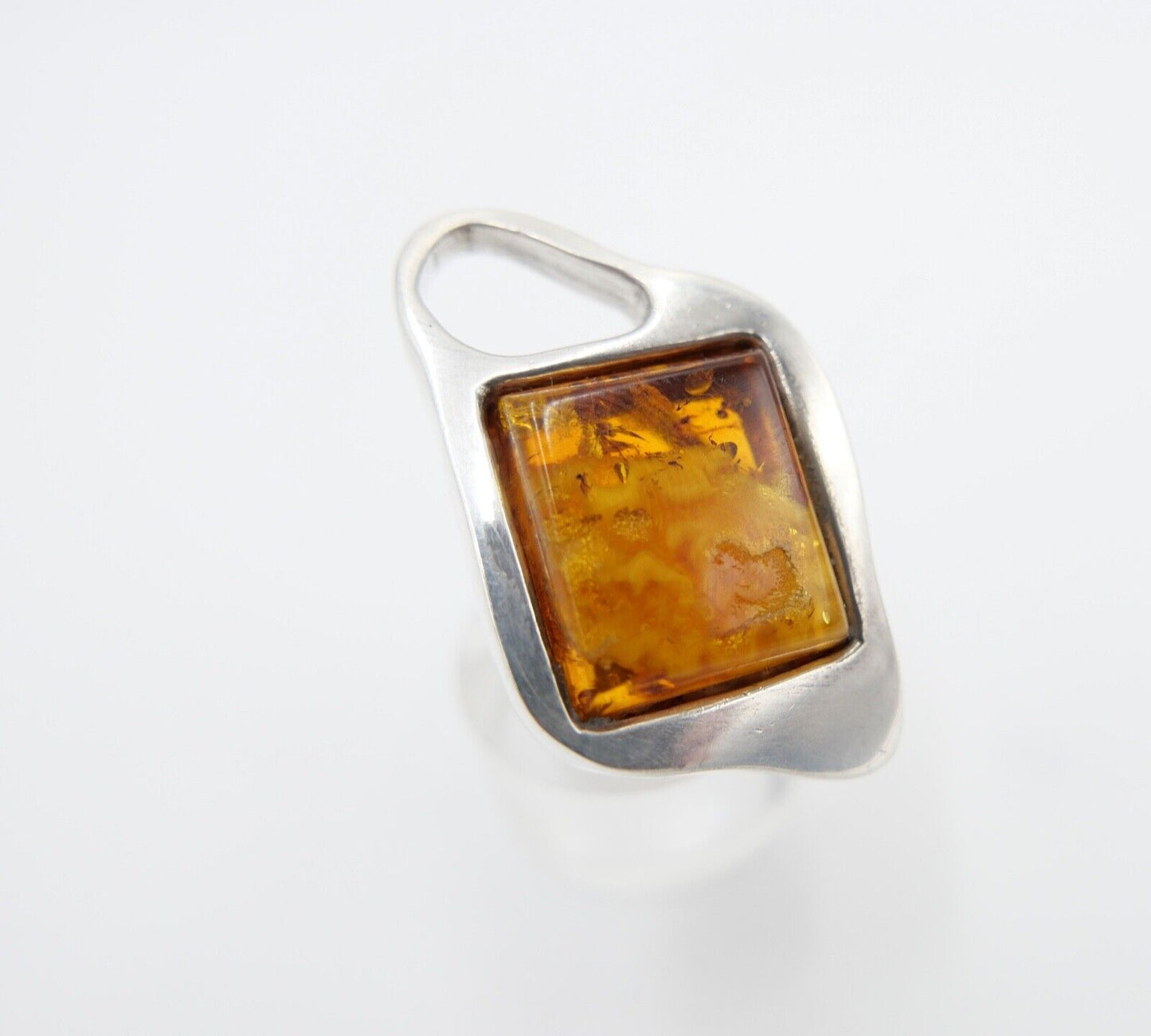 80er Jahre Designer Ring Bernstein Silber 925 Gr. 53 Frauenkopf G Danzig Polen - Antikhandel-Stuttgart