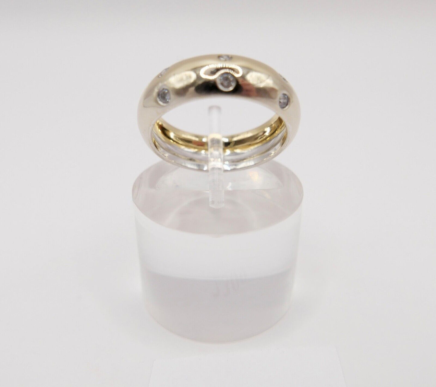 Massiver 750 18K Gold Bicolor Damen Ring mit 6x Brillanten 0,21 Ctw Gr. 54 - Antikhandel-Stuttgart