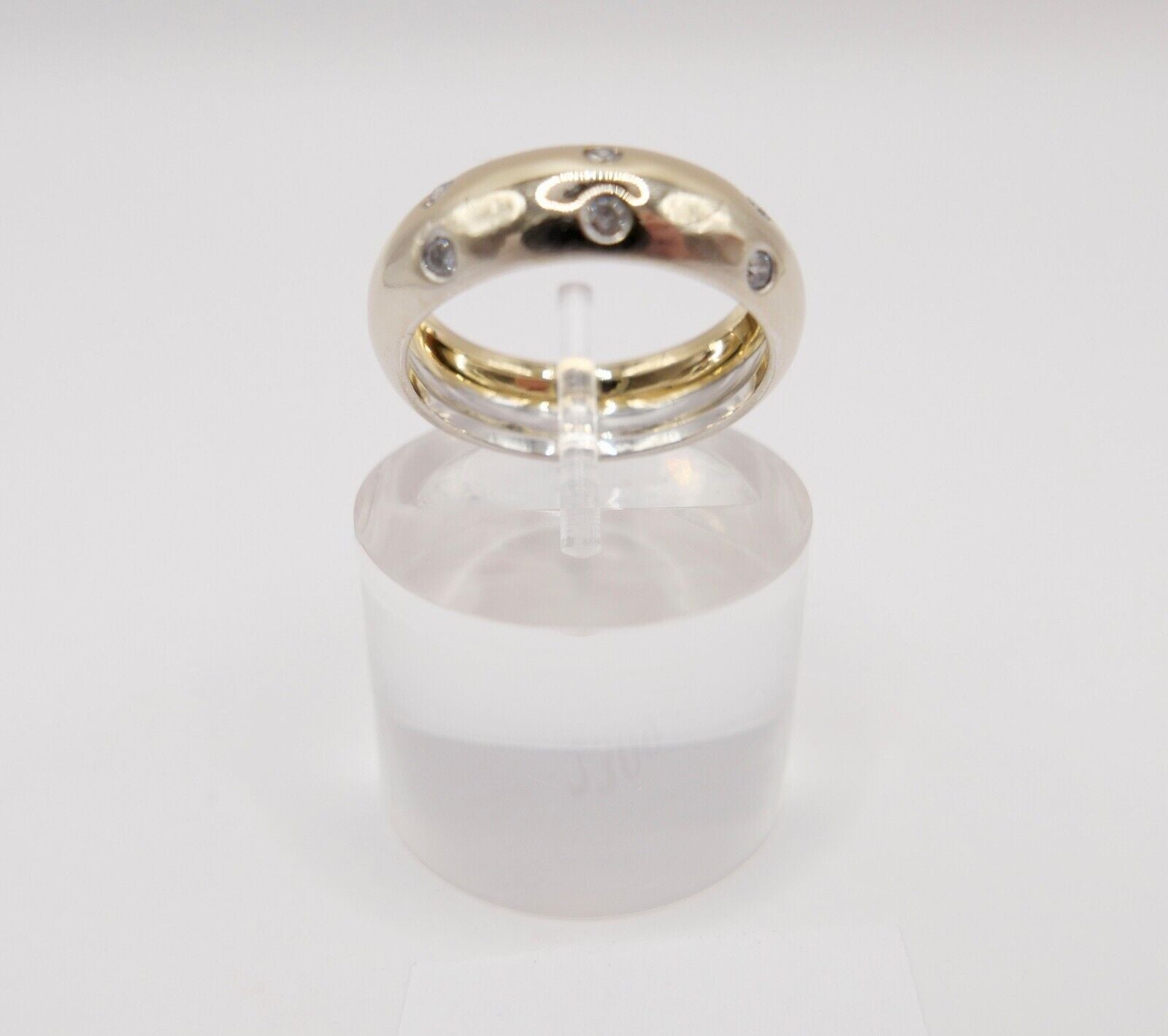 Massiver 750 18K Gold Bicolor Damen Ring mit 6x Brillanten 0,21 Ctw Gr. 54 - Antikhandel-Stuttgart