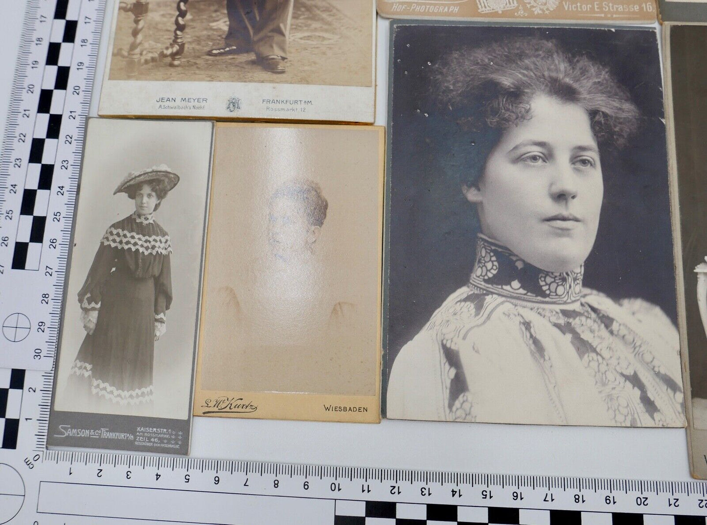 7x antike Großfoto auf Pappe Portrait Frankfurt Sanremo Wiesbaden Bonn - Antikhandel-Stuttgart