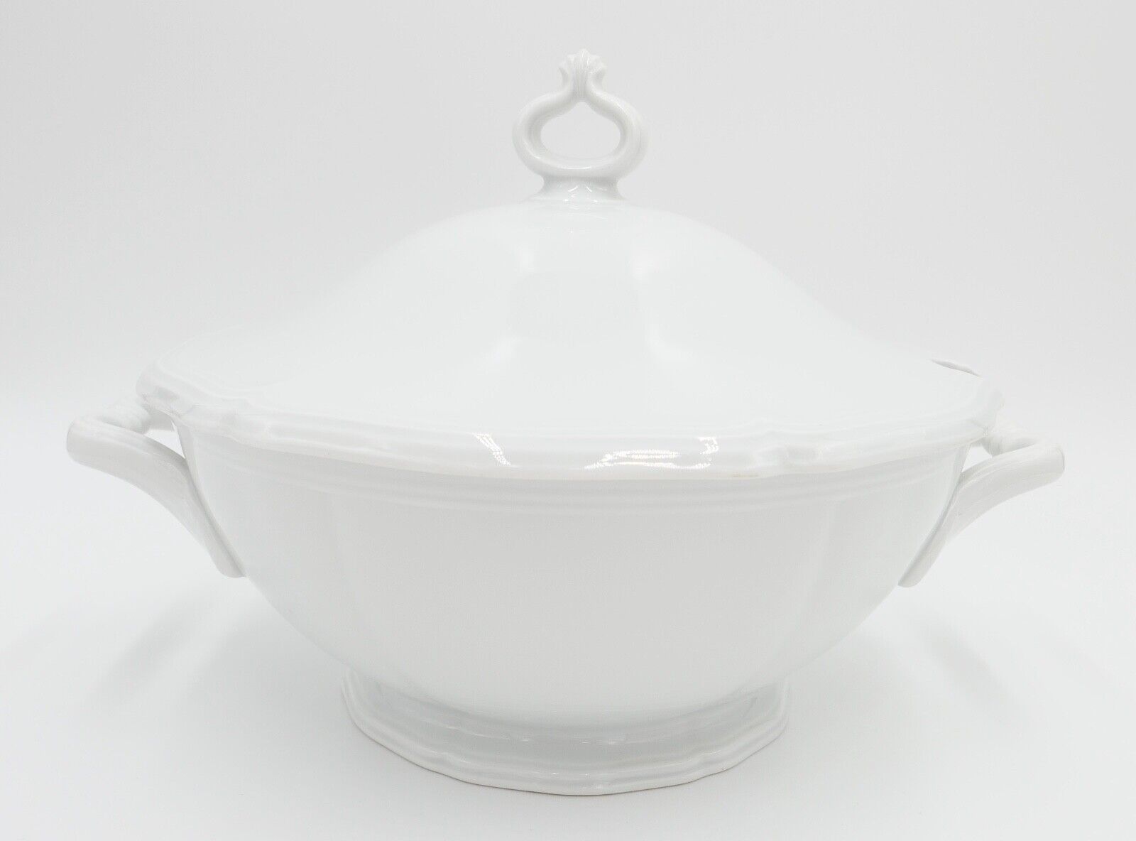 Porzellan Suppenterrine Rosenthal Chippendale Weiß - Antikhandel-Stuttgart