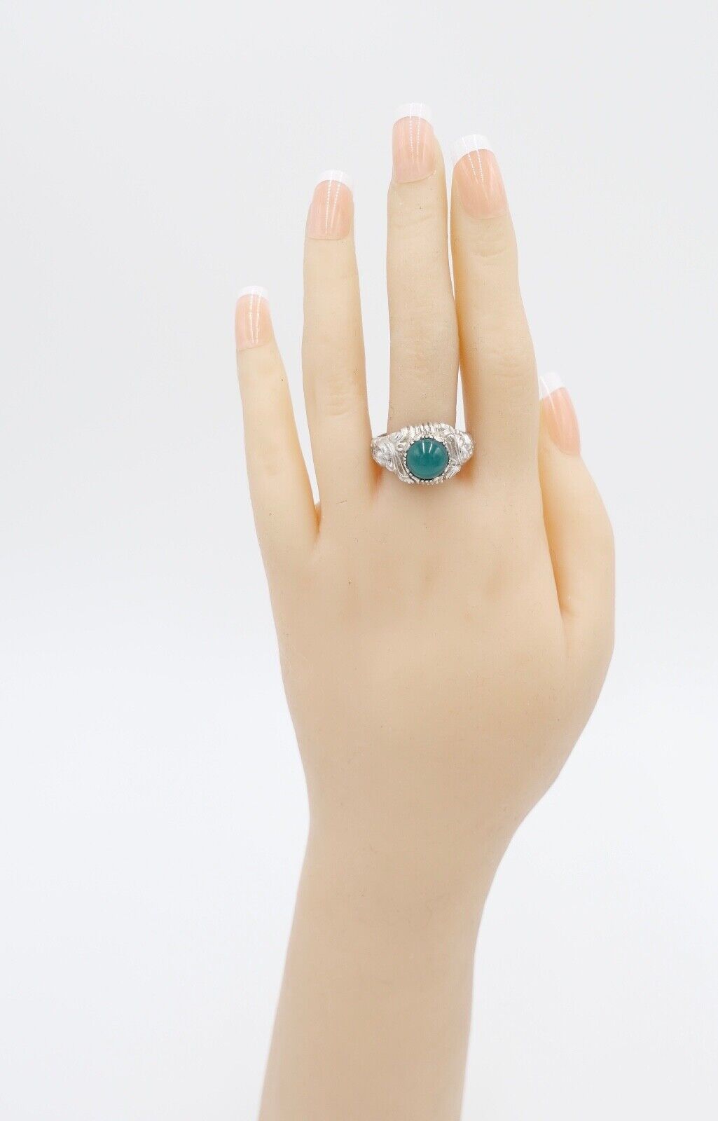 Jugendstil Silberring Damen Ring Gr. 61 Silber 835 grüner Cabochon Chrysopras - Antikhandel-Stuttgart