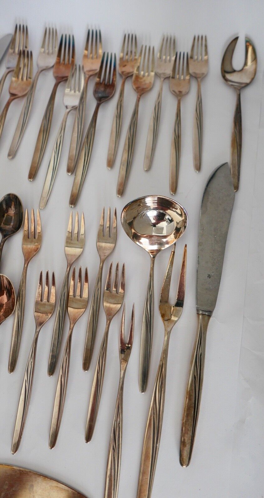 53 Tlg. WMF 90 HEIDELBERG Besteck Set 2,72 Kg Salat Fleich Torte Zucker Messer - Antikhandel-Stuttgart
