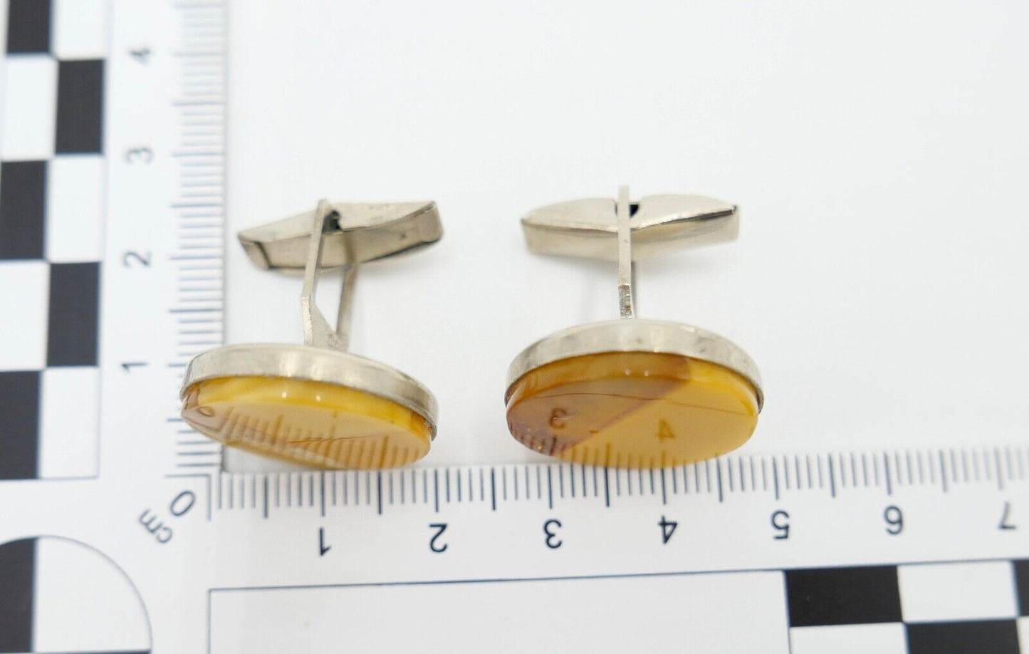 Pärchen alte Bernstein butterscotch Manschettenknöpfe Ø 20mm - Antikhandel-Stuttgart