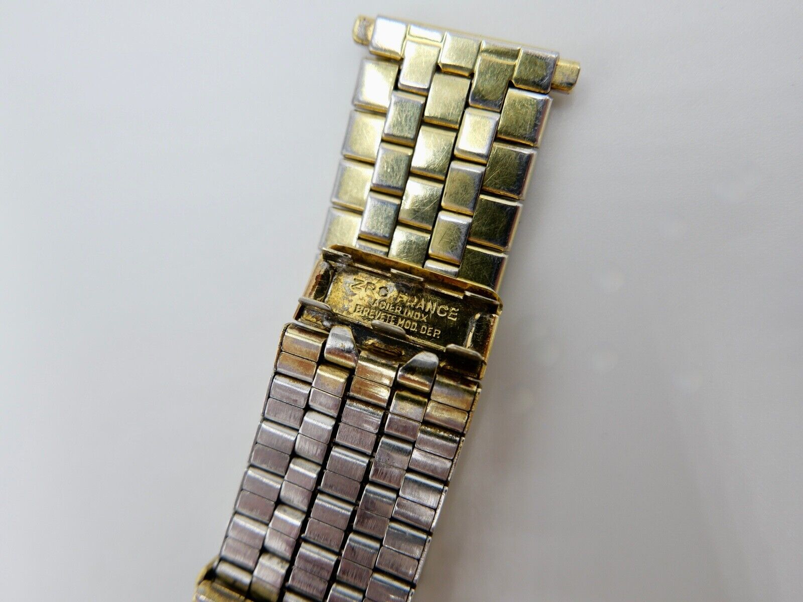 Altes ZRC Edelstahlband 17mm Uhrenband Vintage vergoldet Stretchband - Antikhandel-Stuttgart