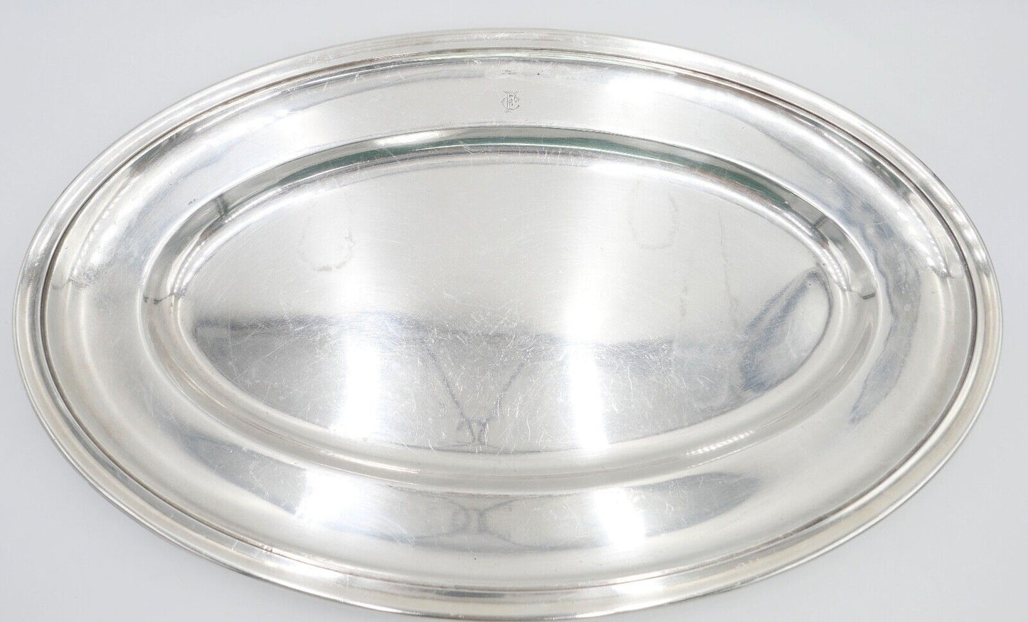 Tablett Servierplatte " Gebr. Hepp " 45x28 cm versilbert Monogramm FC CF - Antikhandel-Stuttgart