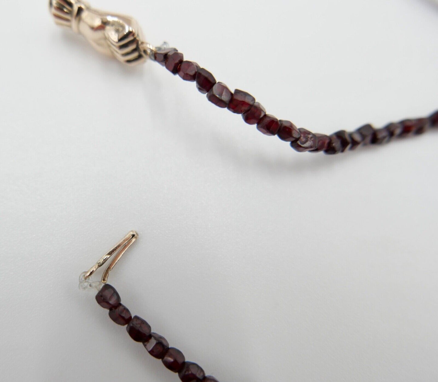 Altes Collier / Kette 88cm Rotgold 585 14K Gold mit Granat - Antikhandel-Stuttgart