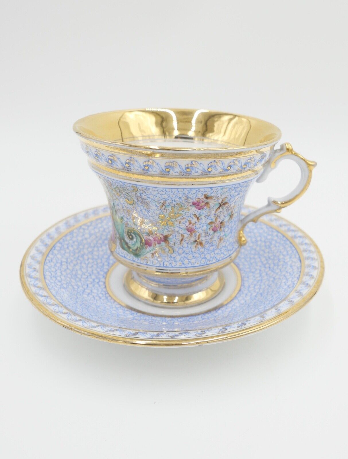 antike Historismus Porzellan Tasse & Untertasse August Rappsilber 1880-1886 - Antikhandel-Stuttgart