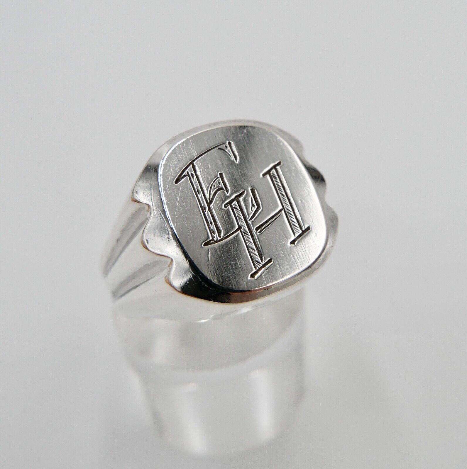 ART DECO Siegelring Monogramm EH Herrenring 835 Ring Silber Gr. 67 GGS - Antikhandel-Stuttgart
