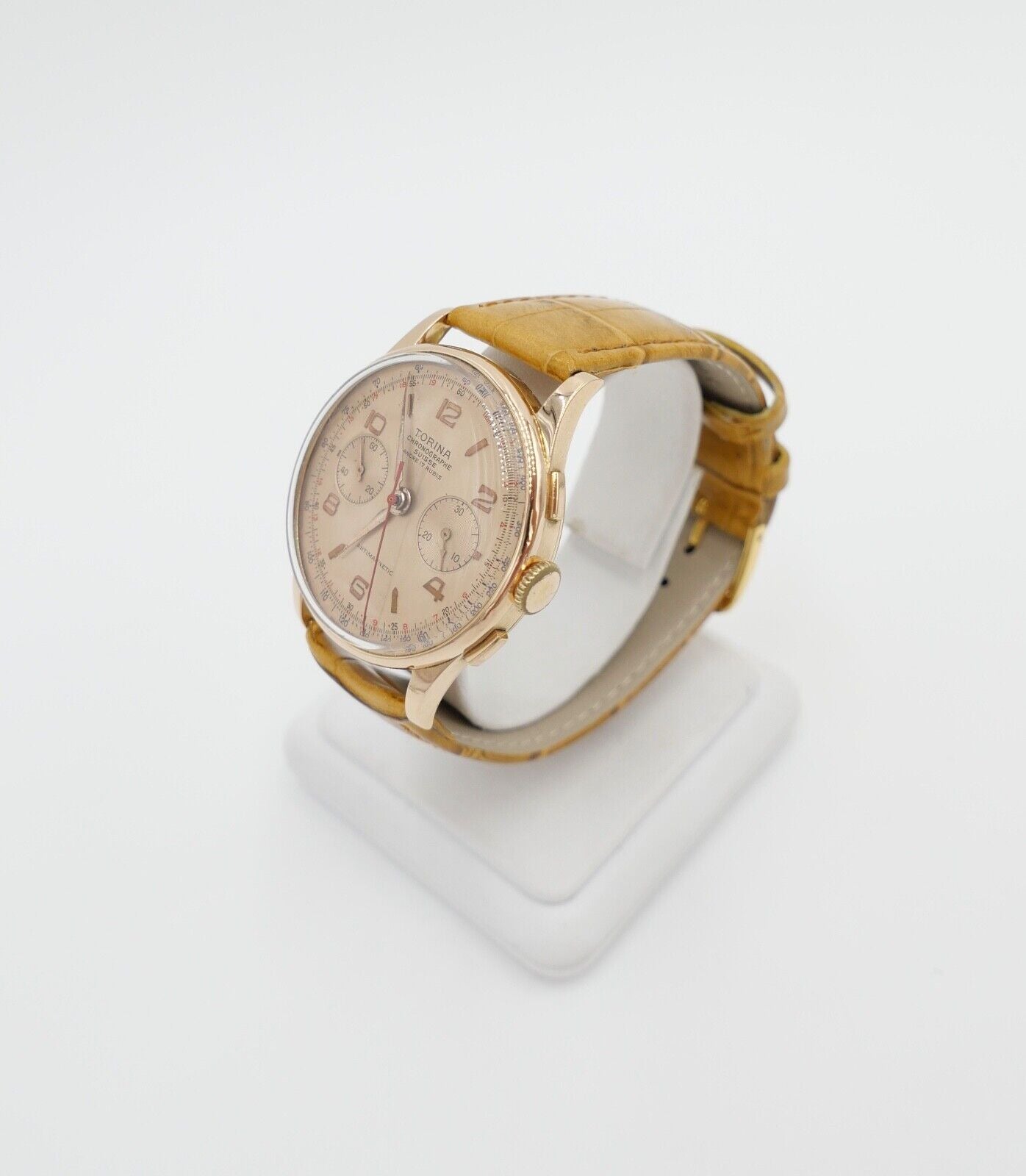 Torina Chronograph 1950er 750 18K Gold Landeron L.248 Herren Armbanduhr Ø 37,5mm - Antikhandel-Stuttgart
