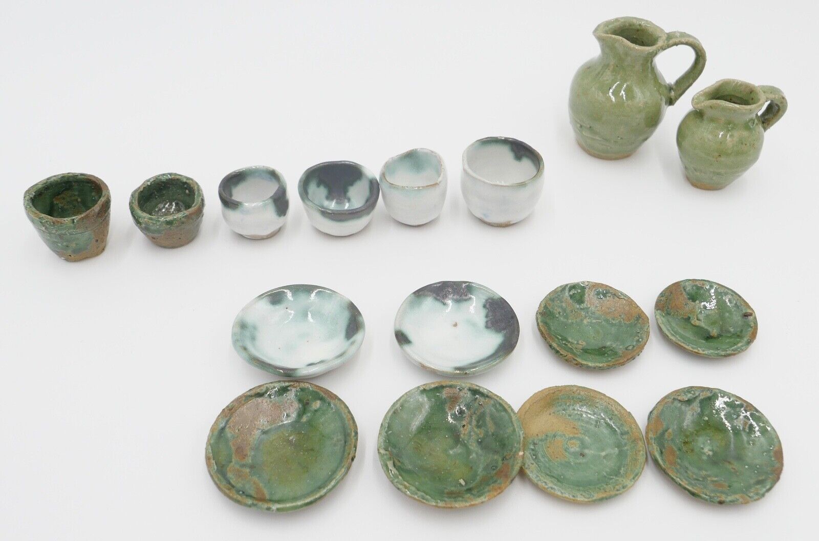 Vintage Porzellan Miniatur Puppenmöbel Puppenhaus Geschirr Tassen Teller - Antikhandel-Stuttgart