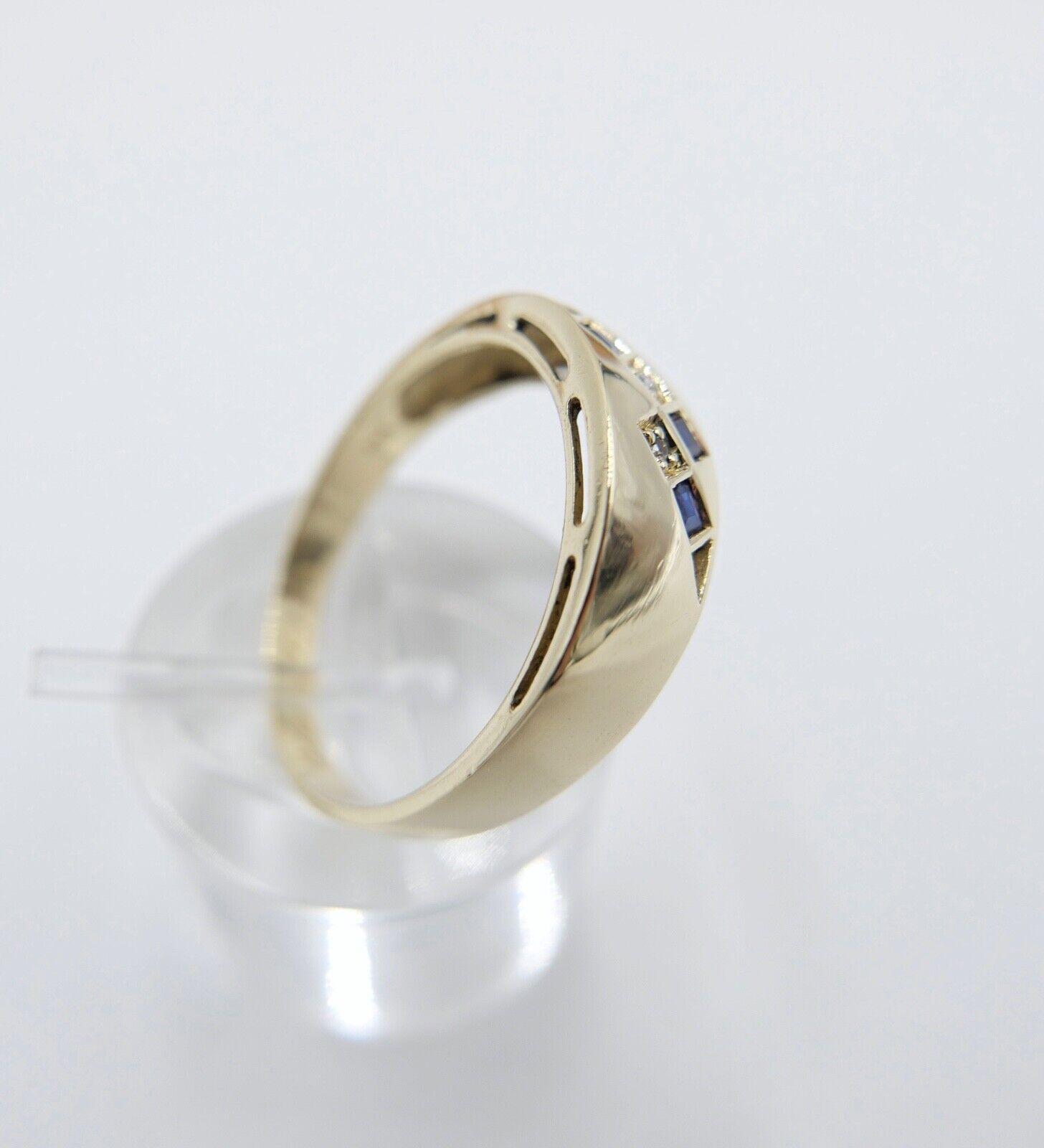 Alter Ring Gelbgold 585 / 14K Brillant & Saphir Gr. 62 MH - Antikhandel-Stuttgart