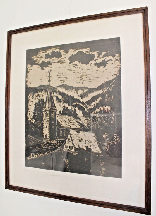 Orig. Alter Antiker Handdruck MARXZELL bekannter Künstler Landschaft 51x43cm - Antikhandel-Stuttgart