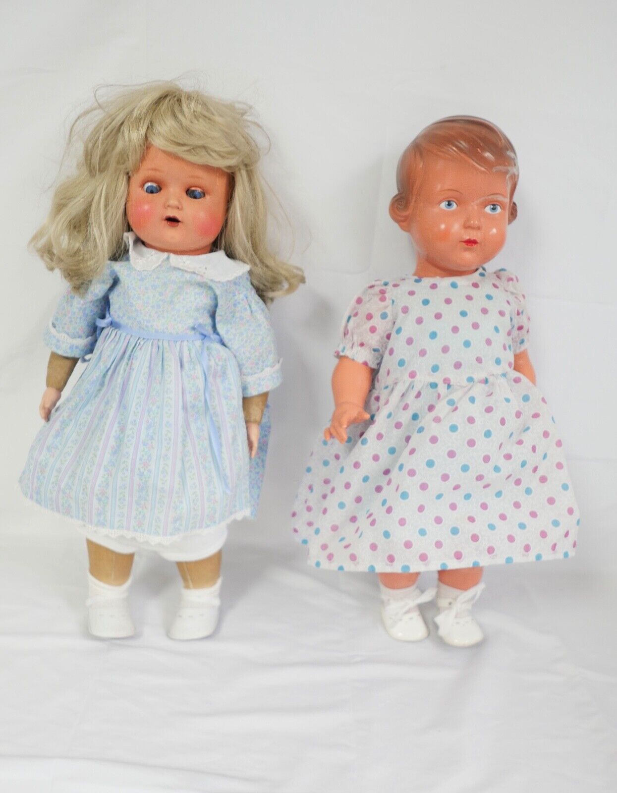 2x alte SCHILDKRÖT Puppen Puppe mit Original Karton & Kleidung 130 / 55 1/2 53 - Antikhandel-Stuttgart