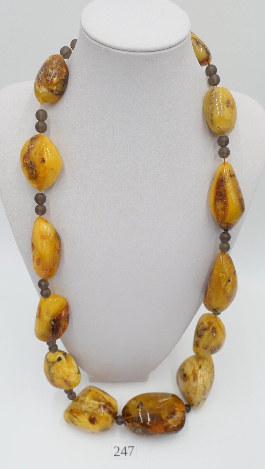 vintage XXL Bernstein Kette Halskette Collier 296,6 gr silber 925 - Antikhandel-Stuttgart