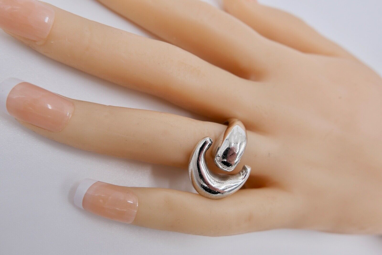 Massiver vintage 70er Jahre DESIGNER " fs " Damenring Silber 800 Gr. 52 - Antikhandel-Stuttgart