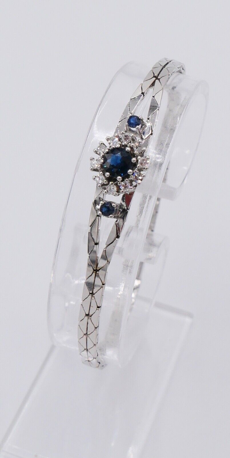Diamant Saphir Armband 585 14K Weißgold 1970er 0,85 Ct VVS Top Wesselton - Antikhandel-Stuttgart