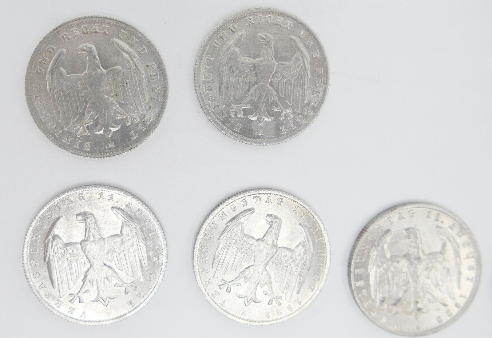 Posten Weimarer Republik 1, 3, 500 Mark 1, 2, 4, 5, 10, 50 Pfennig - Antikhandel-Stuttgart