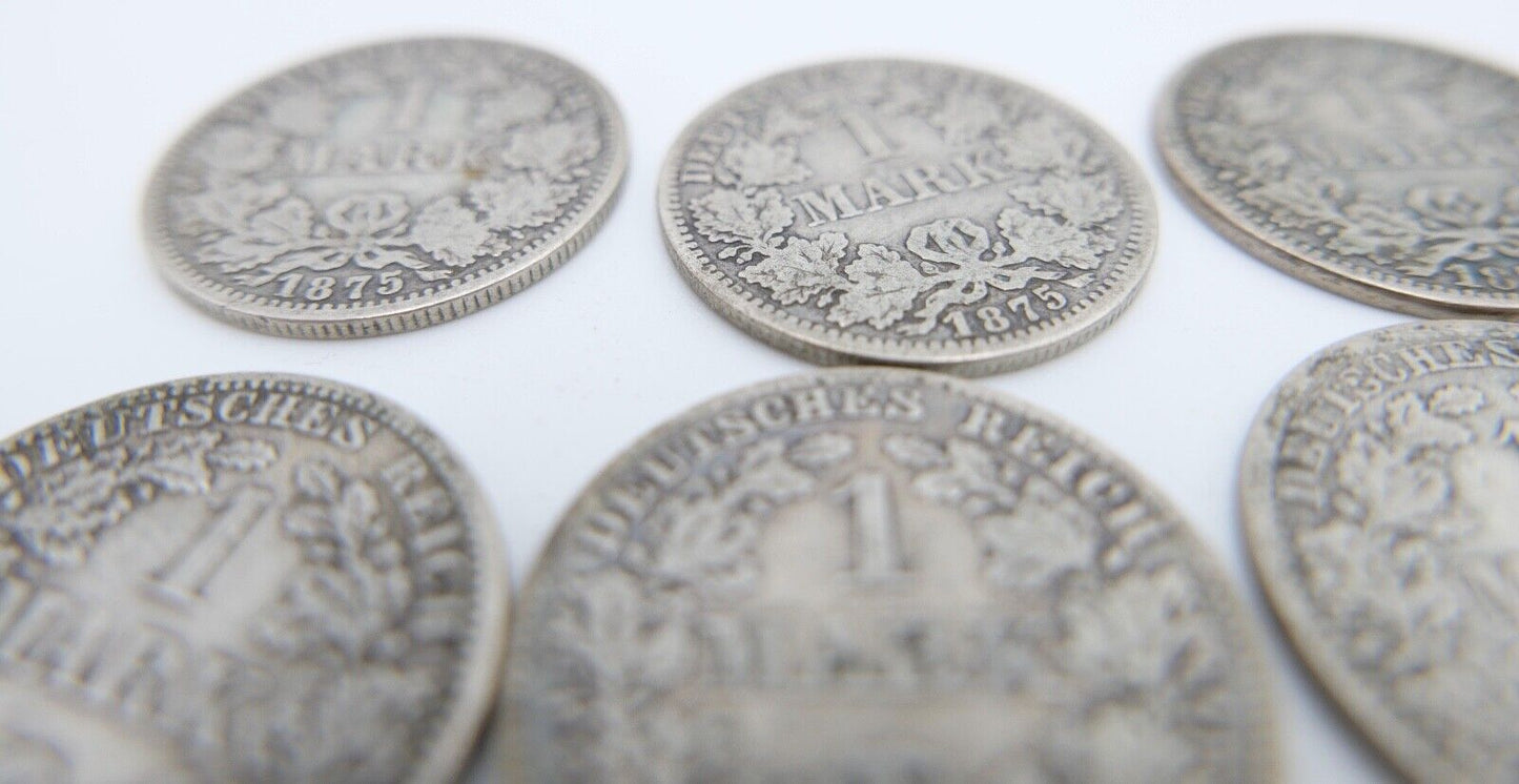12x 1 Mark Deutsches Reich 1874 - 1880A B G Jäger J.9 Silber in SS - Antikhandel-Stuttgart