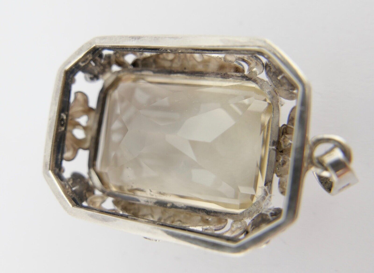 Großer Jugendstil 835 Silber Anhänger Beryll Ø 4,8 cm um 1900 - Antikhandel-Stuttgart