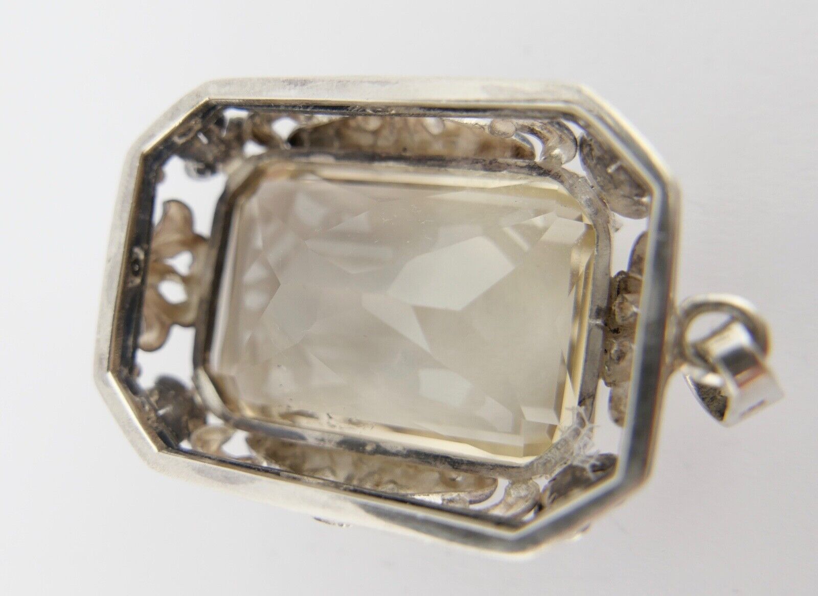 Großer Jugendstil 835 Silber Anhänger Beryll Ø 4,8 cm um 1900 - Antikhandel-Stuttgart