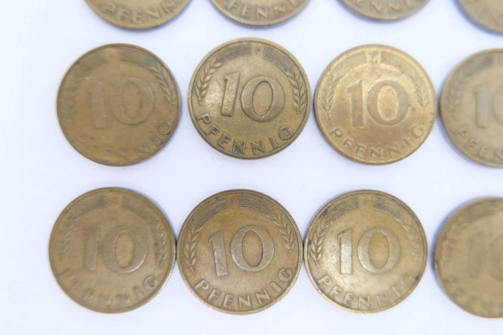 13x 10 Pfennig 1966 1967 1968 1969 1970 1986 D F G J Jäger J. 383 ss-vz - Antikhandel-Stuttgart