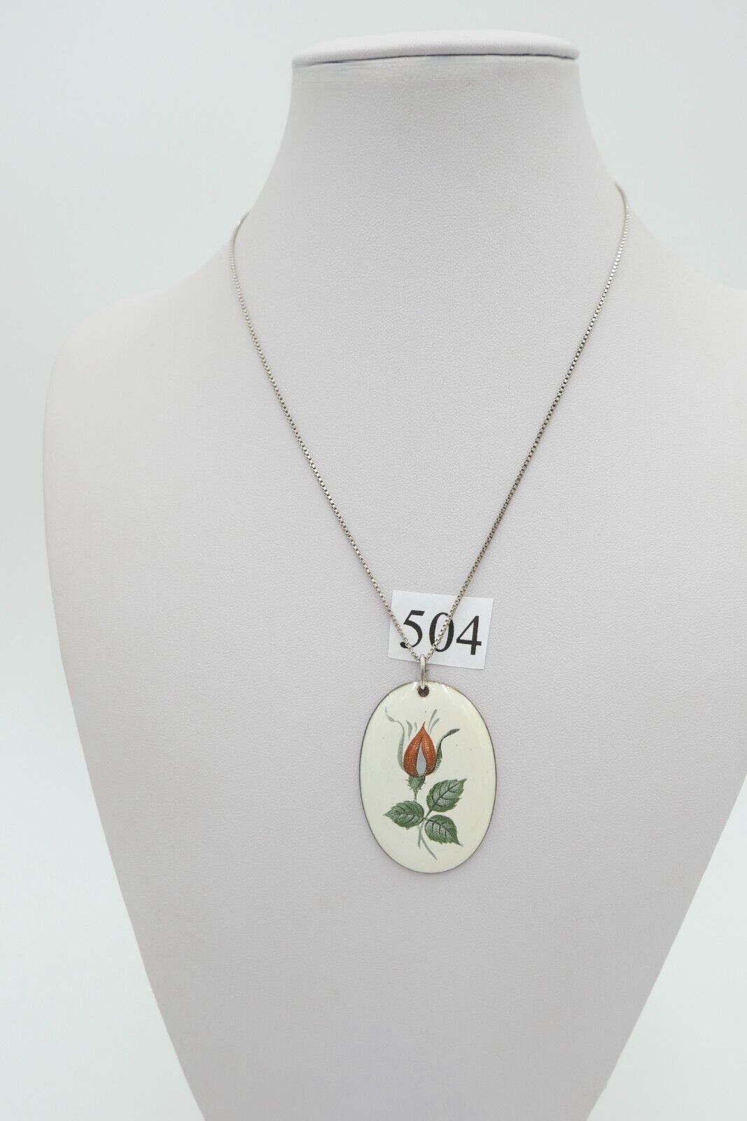 Alter Email Anhänger Blumenmalerei 49x31 mm Rose Floral - Antikhandel-Stuttgart