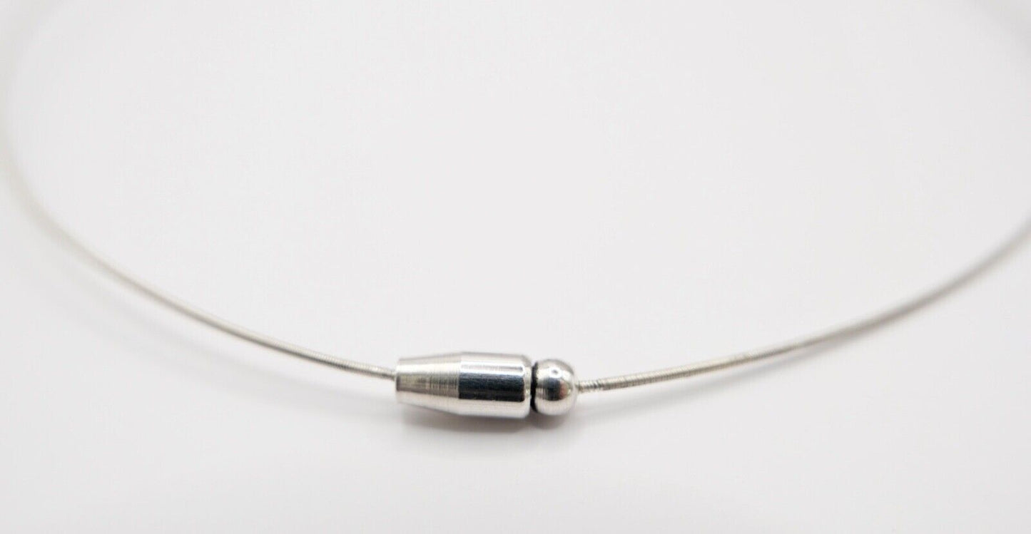 1990er Jahre Silber Draht Collier mit LAPIS LAPISLAZULI Anhänger 44cm - Antikhandel-Stuttgart