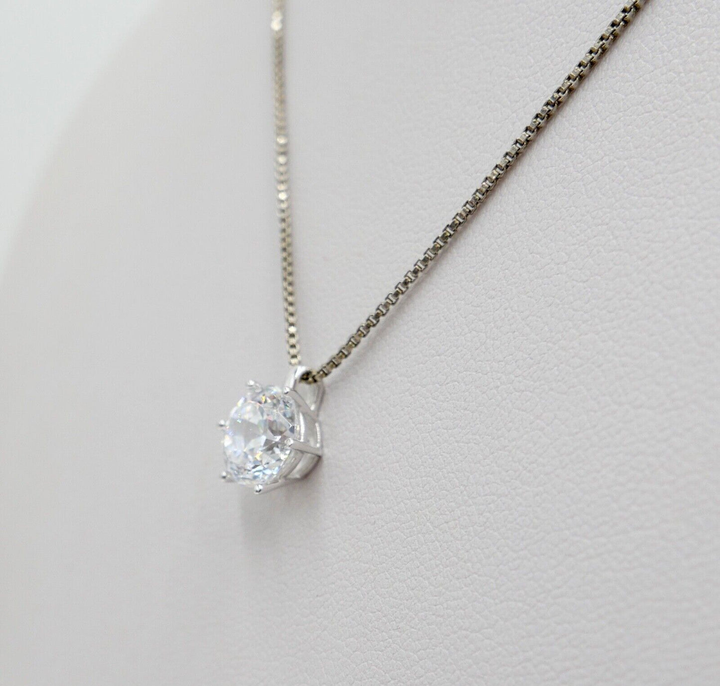 90er Jahre Solitär Weißgold 585 14K Anhänger mit Zirkonia DQCZ NEU - Antikhandel-Stuttgart