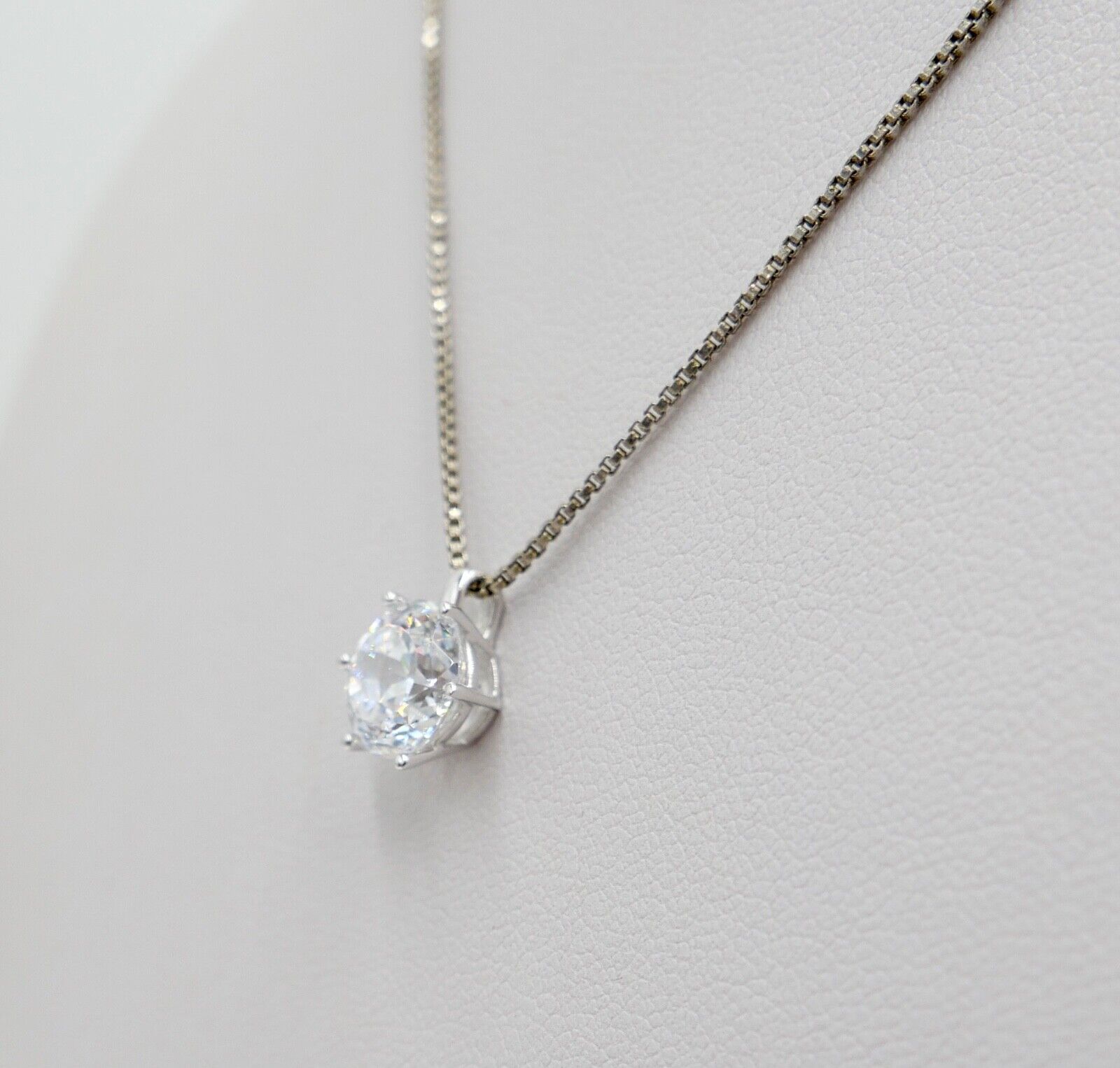 90er Jahre Solitär Weißgold 585 14K Anhänger mit Zirkonia DQCZ NEU - Antikhandel-Stuttgart