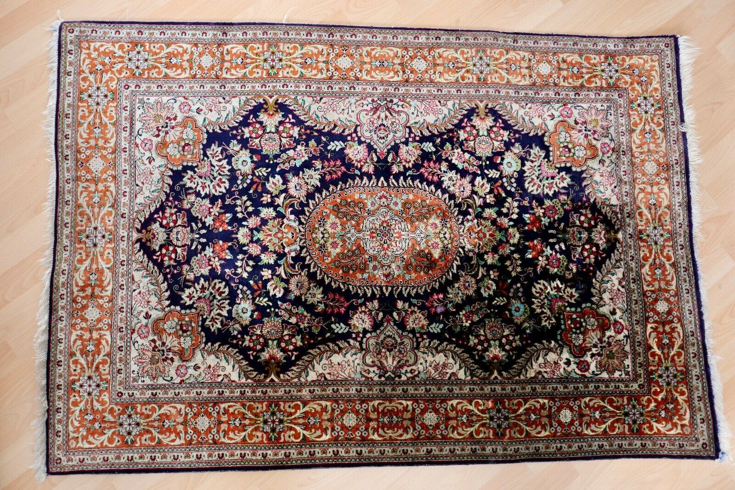 Orientteppich Perserteppich Ghom Seide Handgeknüpft 10x10 KN 152x96cm 1. Mio - Antikhandel-Stuttgart