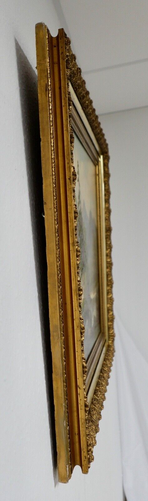 Gemälde Bach / Wald / Berg Landschaft Öl auf Leinwand Prunkrahmen 85x72cm KELLER - Antikhandel-Stuttgart