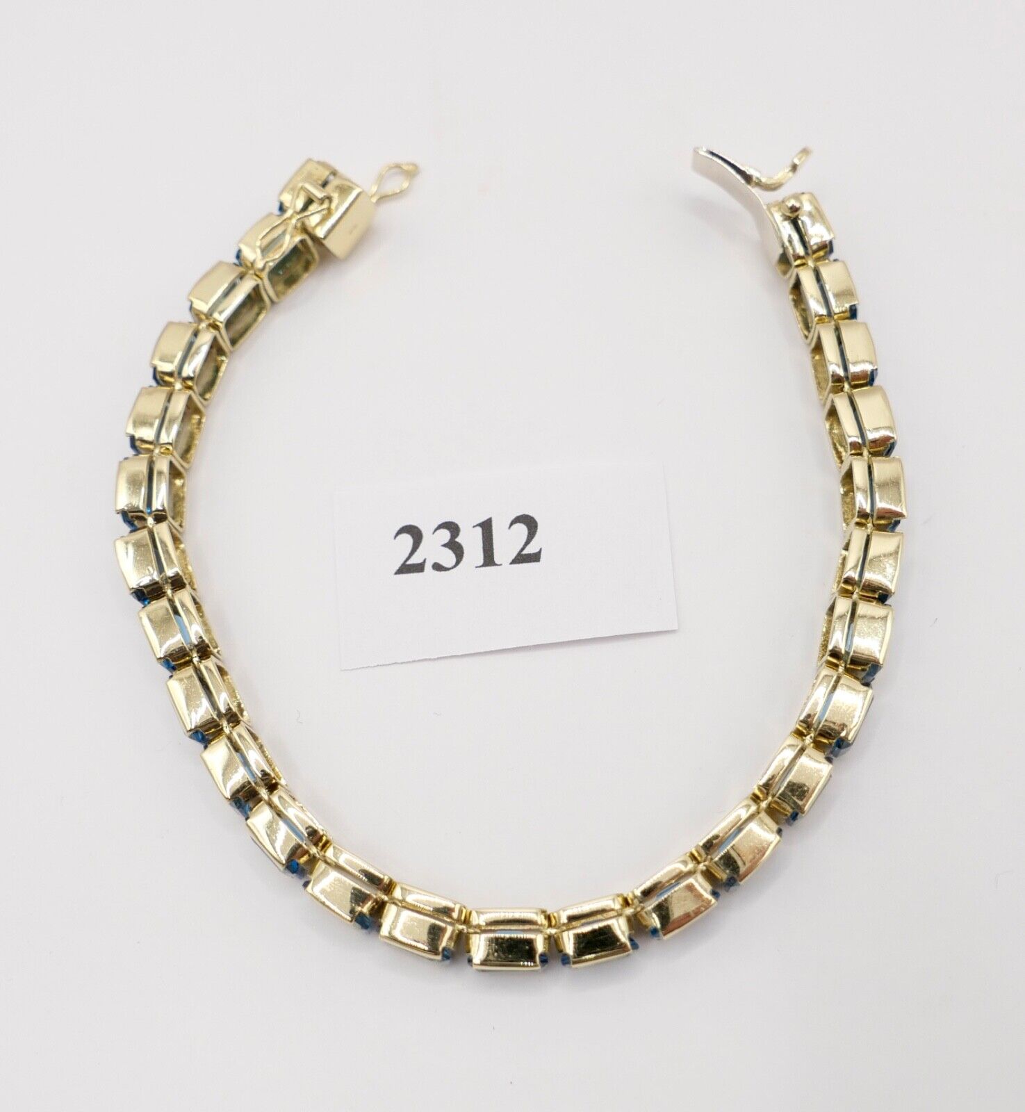 1990er Jahre Blau TOPAS TOPAZ 750 18K Gelbgold GOLD Tennis Armband 32,5 Ctw - Antikhandel-Stuttgart