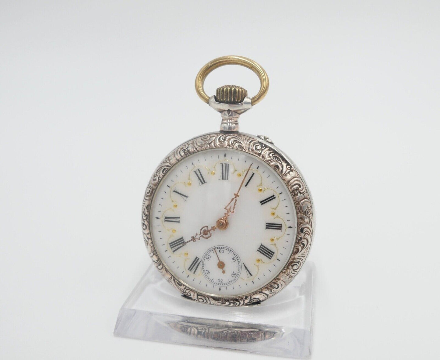 Taschenuhr um 1900 Ø 46mm AM 800 Silber Galonne Schweiz / Deutschland - Antikhandel-Stuttgart