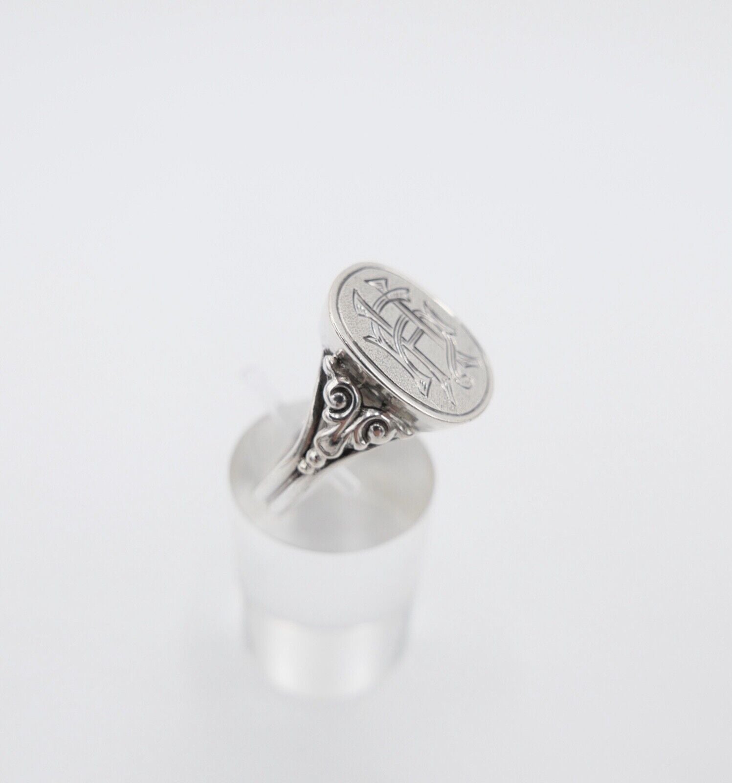 Jugendstil Siegelring Herren mit Monogramm hH aH Hg Hy 835 Silber Gr. 65 - Antikhandel-Stuttgart