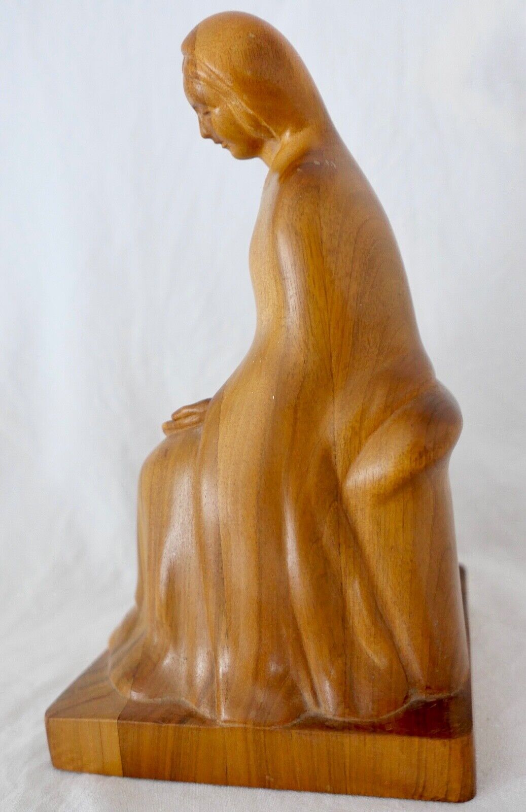 Alte Holzfigur Skulptur EMIL JUNGBLUT 1888-1955 Signiert EJ Religiös " MARIA " - Antikhandel-Stuttgart