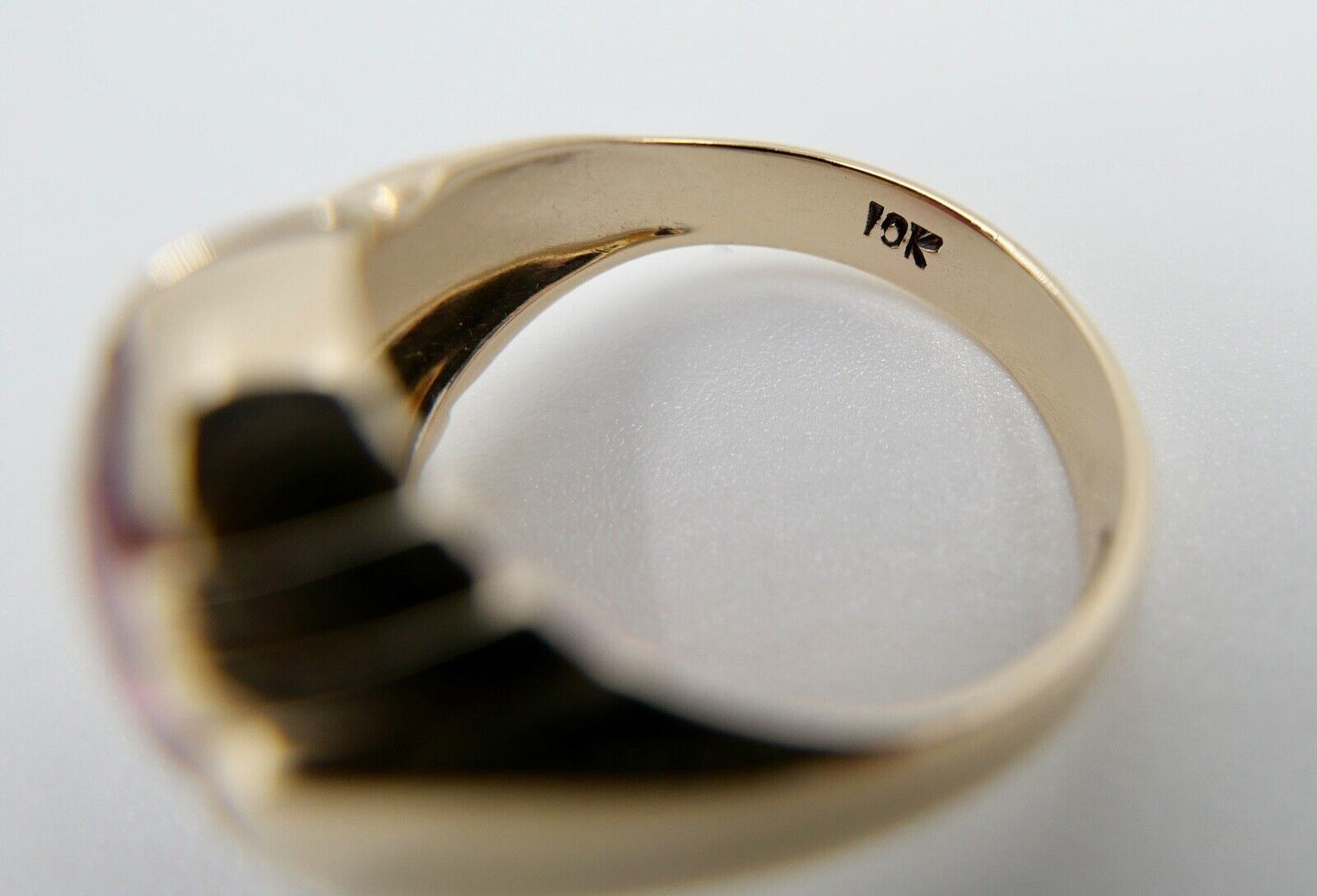 SEMCO Herren Damen Ring Synth. Rubin 5,4 Ct Vintage 10K Gelbgold Gr. 62-63 - Antikhandel-Stuttgart