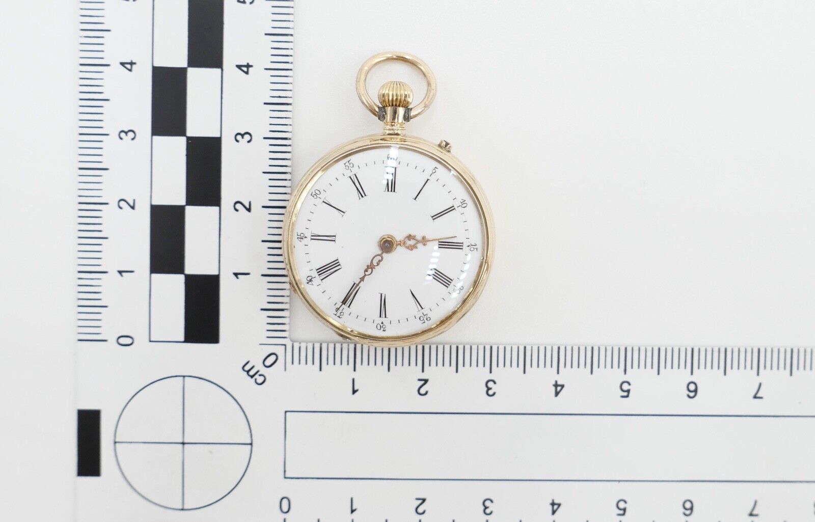 antike Taschenuhr um 1900 Arnold Weber 585 / 14K GOLD 30mm florale Malerei - Antikhandel-Stuttgart