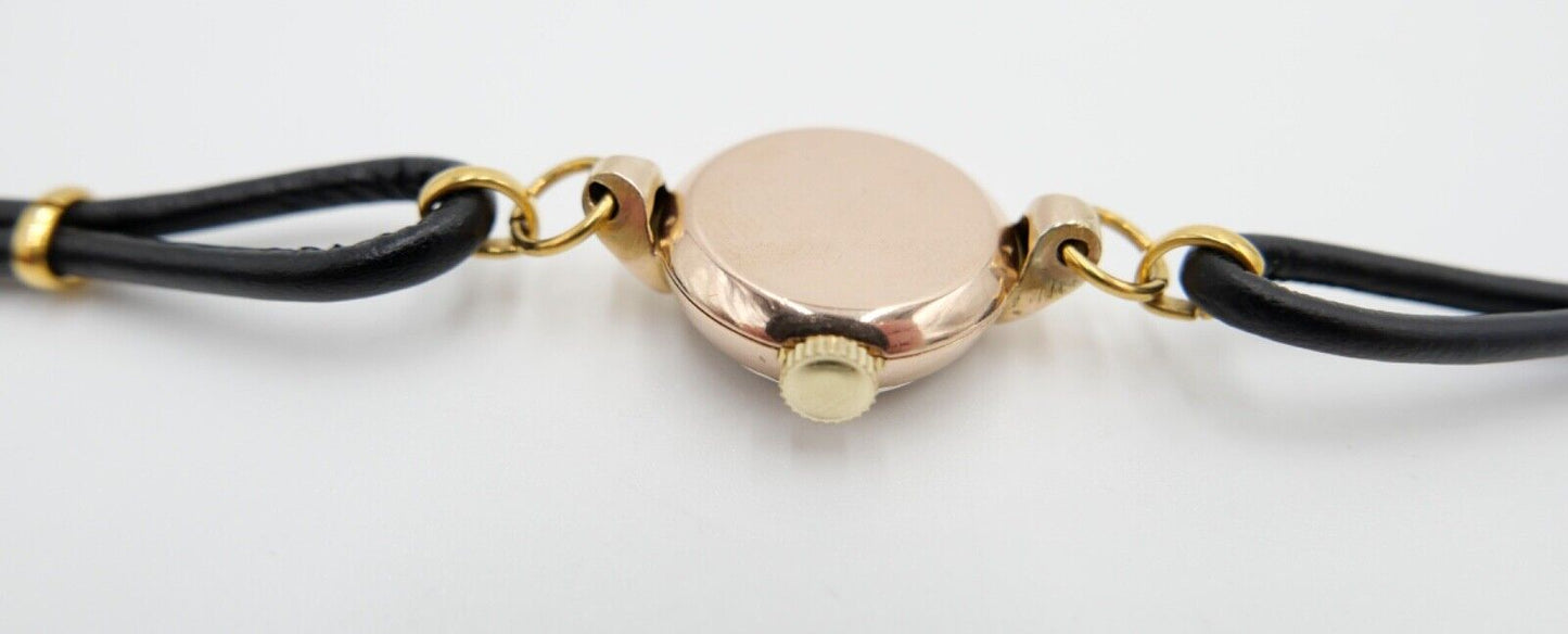 Kleine 1930er Jahre OMEGA Damen Armbanduhr 585 14K Rotgold Handaufzug Ø 18,8mm - Antikhandel-Stuttgart