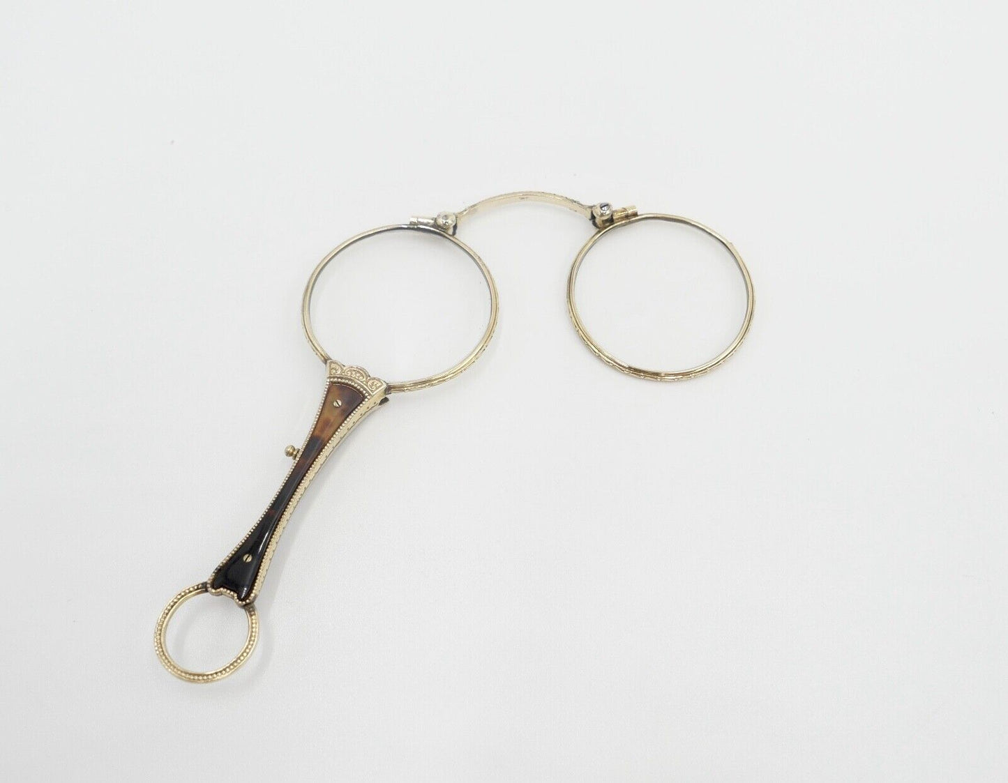 antike 1900 J.W. Lorgnette Lorgnon Stielbrille Lesehilfe Schaumgold vergoldet - Antikhandel-Stuttgart